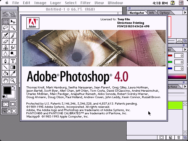 Adobe Photoshop 4.0 for Mac Splash Screen (1996)